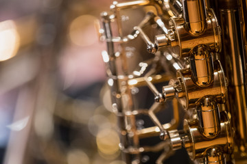 detail of french horn during a classical concert music