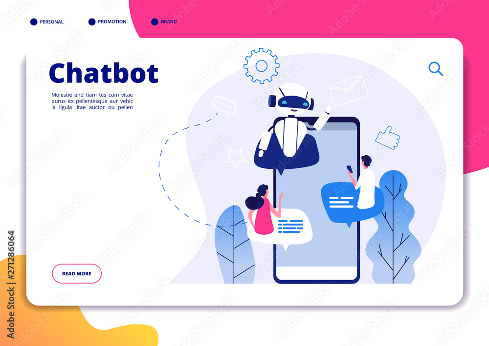 Poster chatbot. robotics chatterbot smart robotical conversetion ai bot online talking helping chatbots ans