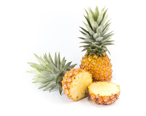 Pineapple slices isolated on white background