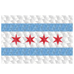 Fototapeta premium Polygonal flag of Chicago, U.S.A. in low poly style illustration 