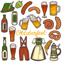 Isolated Oktoberfest Collection in Hand Drawn Style