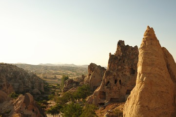 Fototapeta na wymiar Man-made caves in the mountains of Cappadocia