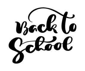 Back to school hand brush calligraphy lettering text. Education inspiration phrase for study. Drawn design vector illustration