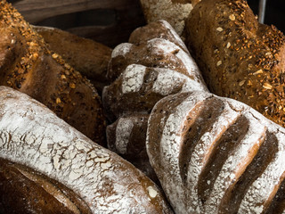 Bread background, different kinds of breads
