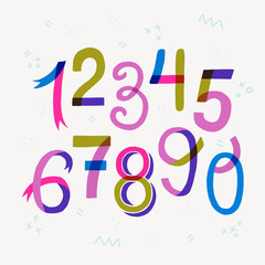 Set of hand drawn numbers from 0 to 9