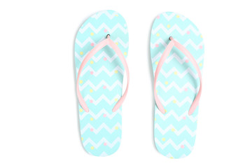 Pair of flip flops isolated on white background