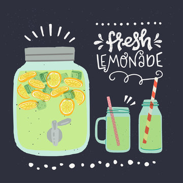 Lemonade Drink Dispenser And Mason Jars