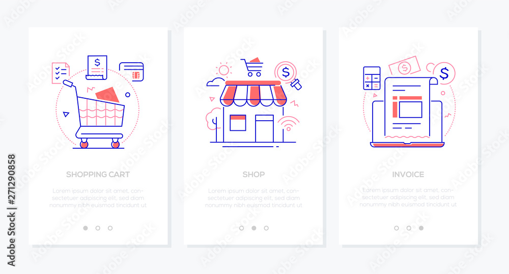 Poster e-commerce - set of line design style vertical web banners