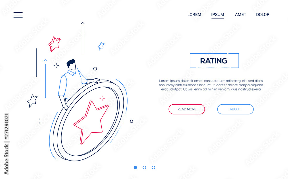 Poster rating section - line design style isometric web banner