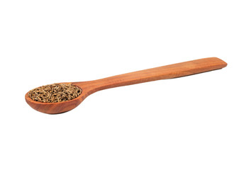 Dry cumin in spoon