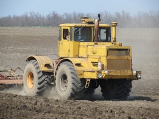 Tractor with cultivator