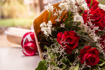 Bouquet red rose flowers.