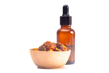 Sweet Myrrh Opoponax Essential Oil on a White Background