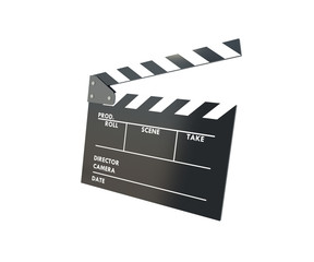 Clapperboard or Slate film on white background with Clipping path.