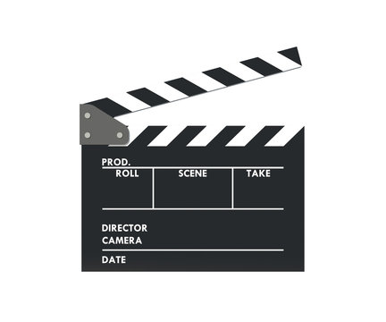 Clapperboard or Slate film on white background with Clipping path.