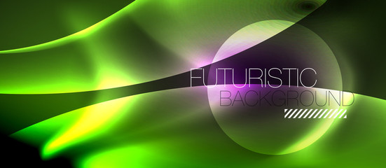 Glossy glowing neon light wave background