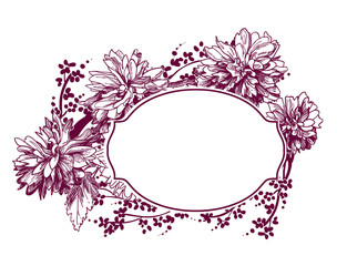frame vector background victorian chrysanthemum flower sketch