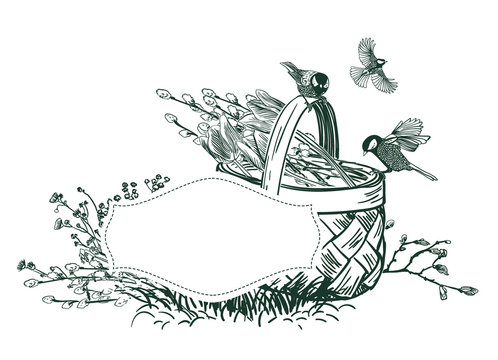 recommend clip art: flower vector card frame engraved sketch drawn