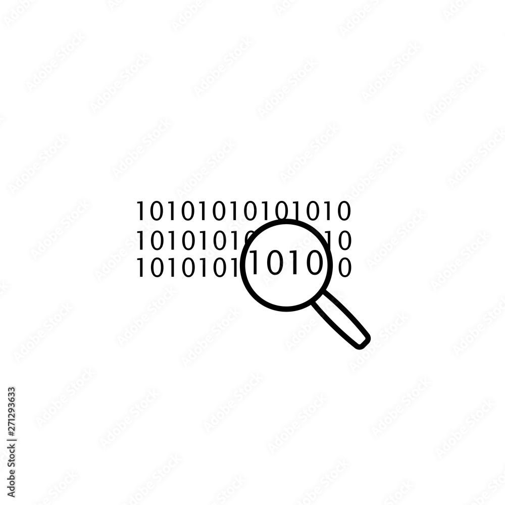 Aufkleber digital code under magnifier simple icon