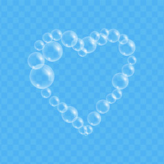 Soap bubble heart on transparent background. 
