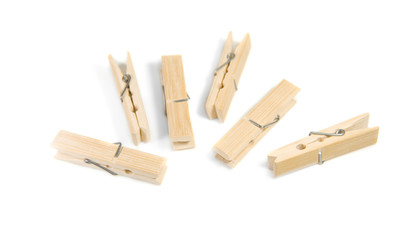 wooden clip isolated on white background