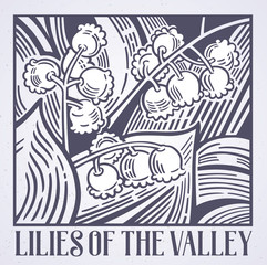 Fototapeta na wymiar Flowers lilies of the valley in graphic style