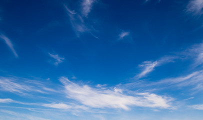 Cirrus cloud on blue sky background.