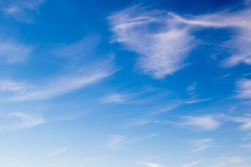 Naklejka na ściany i meble Cirrus cloud on blue sky background.