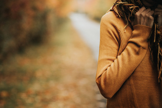 Woman in autumn nature