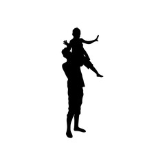 Silhouette of dad and baby son. Vector
