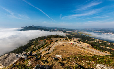 Fototapeta na wymiar view of mountains with fog