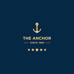 marine retro emblems logo with anchor, anchor logo - vector © Mily Studio