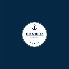 marine retro emblems logo with anchor, anchor logo - vector