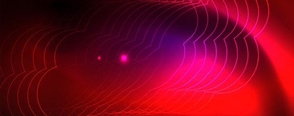 Shiny glowing design background, neon style lines, technology concept, vector