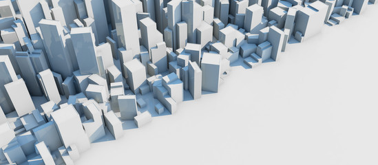White city day time on blue sky background. 3D render.