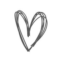 Hand drawn heart icon, love symbol. Sketched doodle illustration.