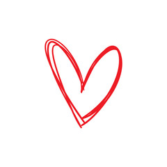 Hand drawn heart icon, love symbol. Sketched doodle illustration.