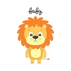 Vector illustration of cartoon lion.
