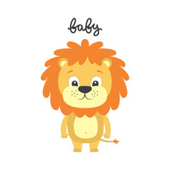 Obraz premium Vector illustration of cartoon lion.