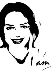 illustration of a stylized female portrait in pop art style