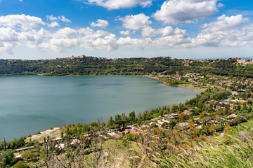 Fototapeta na wymiar Castel Gandolfo town located by Albano lake, Lazio, Italy