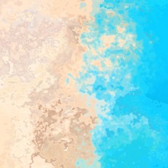 Fototapeta na wymiar abstract stained pattern texture square background sand beach beige and ocean blue color - modern painting art - watercolor splotch effect
