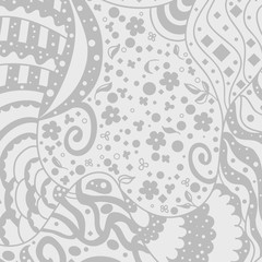 Square intricate pattern. Hand drawn mandala on isolated background. Doodle for work. Black and white illustration