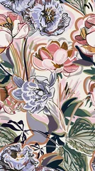 bunte Vektor-Design Blume Kunst Malerei Dekoration Tapete Musterdesign Garten Pfingstrose © CharlieNati
