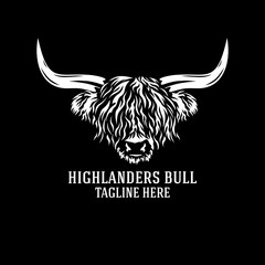 modern highlanders bull logo. Vector illustration.