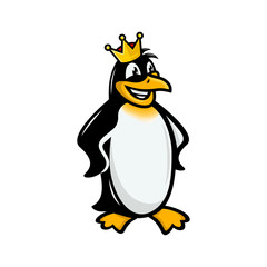 Modern mascot of the royal penguin logo. Vector illustration.