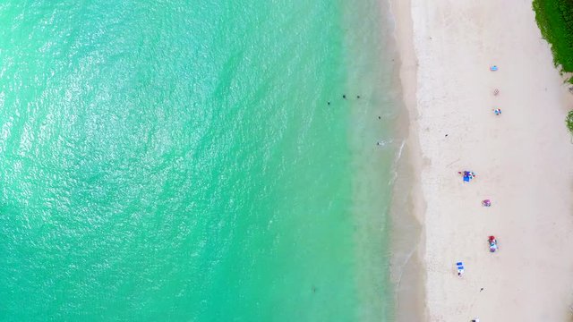Top view of tourist sunbathe on the beautiful beaches of Phuket  Thailand