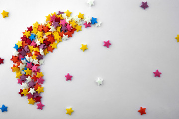 Colorful bright background, multi-colored stars. Sweet nice background candy.