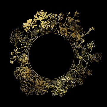 black gold vector card invitation floral rose