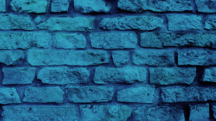 Blue brick old stone wall texture background.